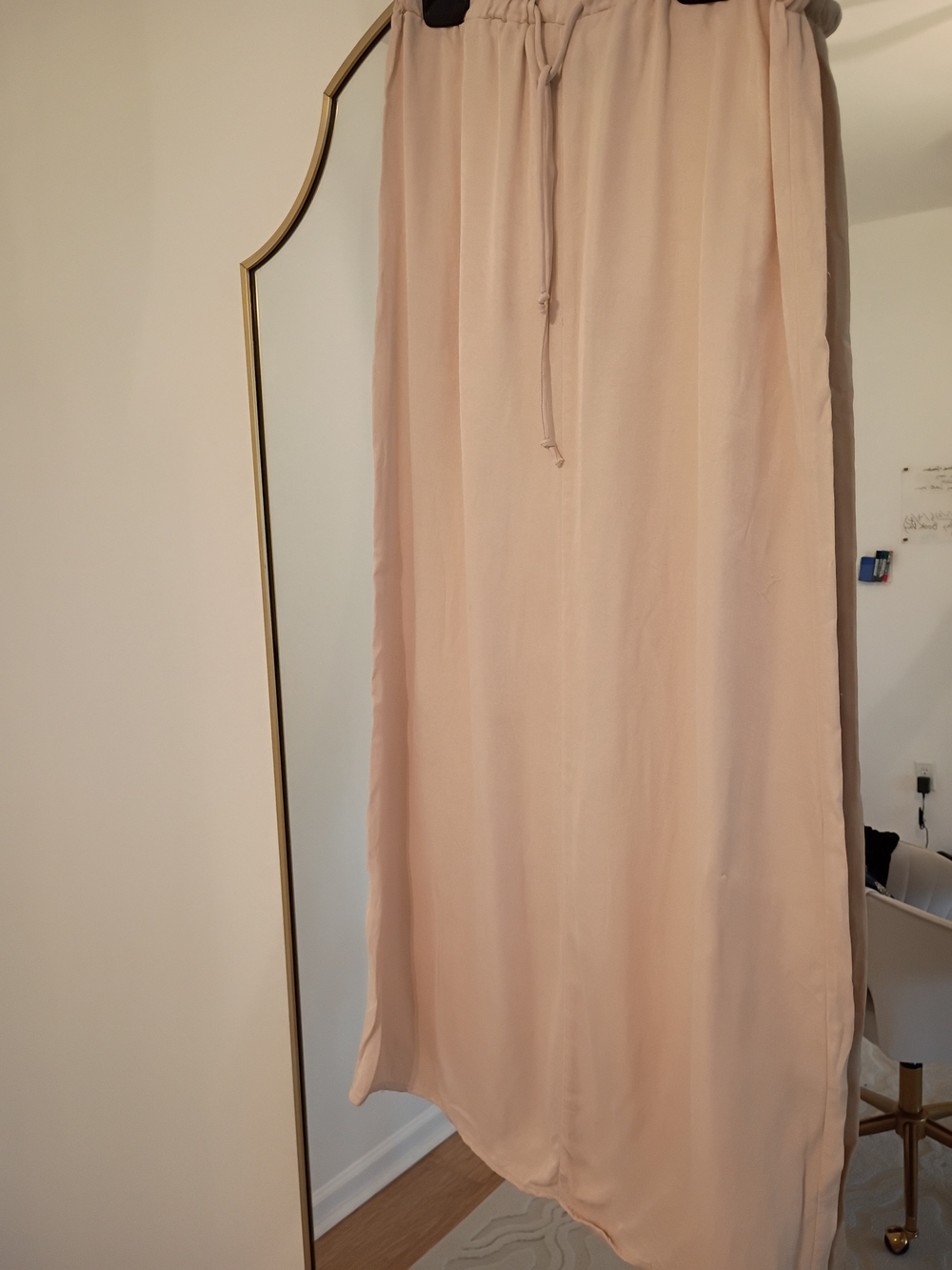 Women's Blush Pink Maxi Skirt with Drawstring Waist